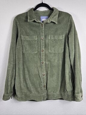 L.L.Bean Comfort Corduroy Shacket Sage Green Shirt Jacket Sz M Relaxed Fit